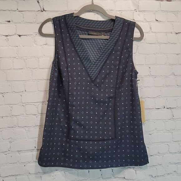 Halogen mixed print polyester sleeveless blouse NWT - Picture 1 of 11